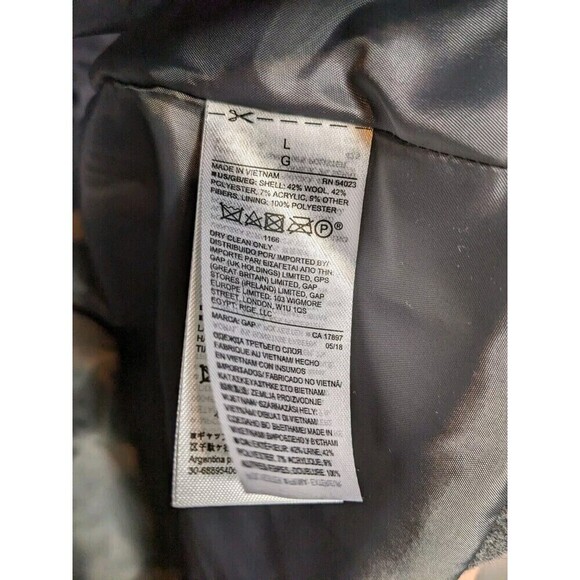NWOT GAP Hooded Womens Jacket Large Gray Wool Blend Peacoat Hidden Zipper N45 - Picture 7 of 7